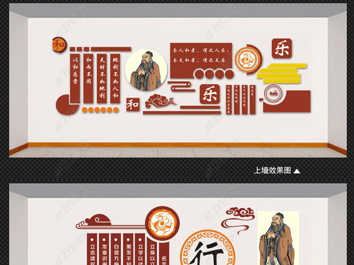儒家文学国学经典立体浮雕雕刻校园文化墙图片 设计效果图下载